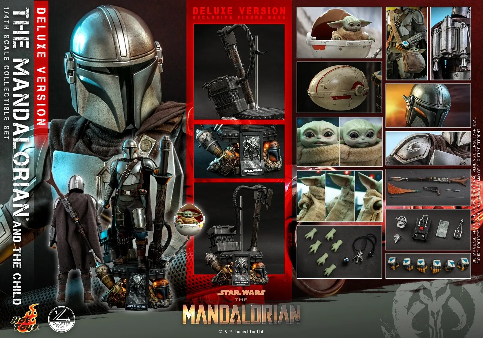 Hot Toys - QS017 - Star Wars The Mandalorian- 1/4th scale The Mandalorian & The Child Collectible Set (Deluxe Ver.)