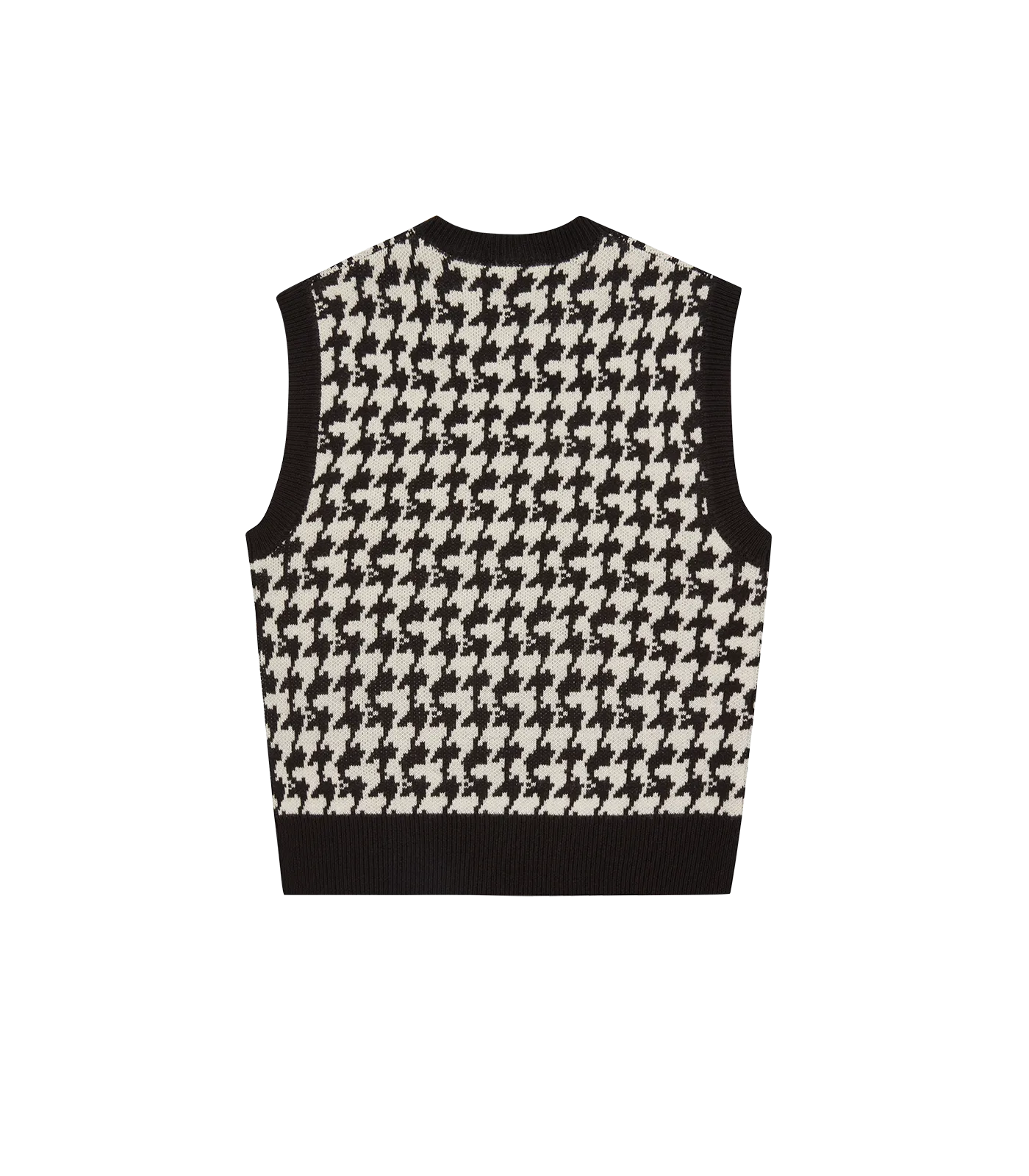 HOUNDSTOOTH KNITTED VEST - BLACK AND WHITE