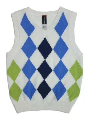 Little Boys Argyle Knit V-Neck Cotton Pullover Vest, Sizes 4-6X