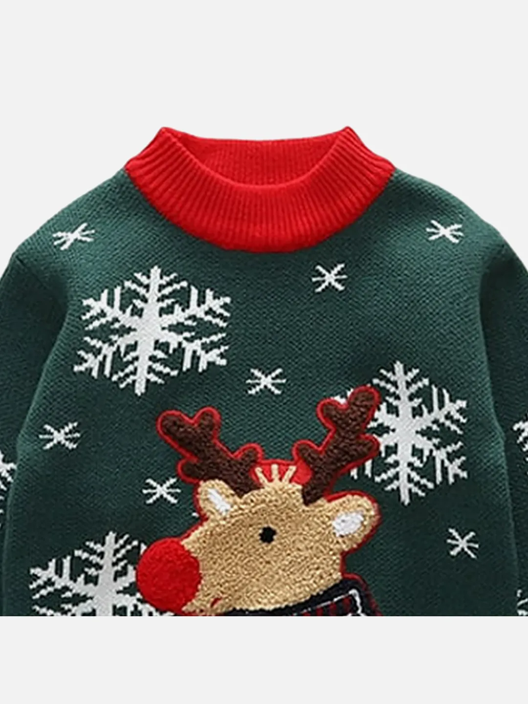 Little Surprise Box Green Flakes Reindeer Warmer Cardigan & Christmas Sweater for Kids