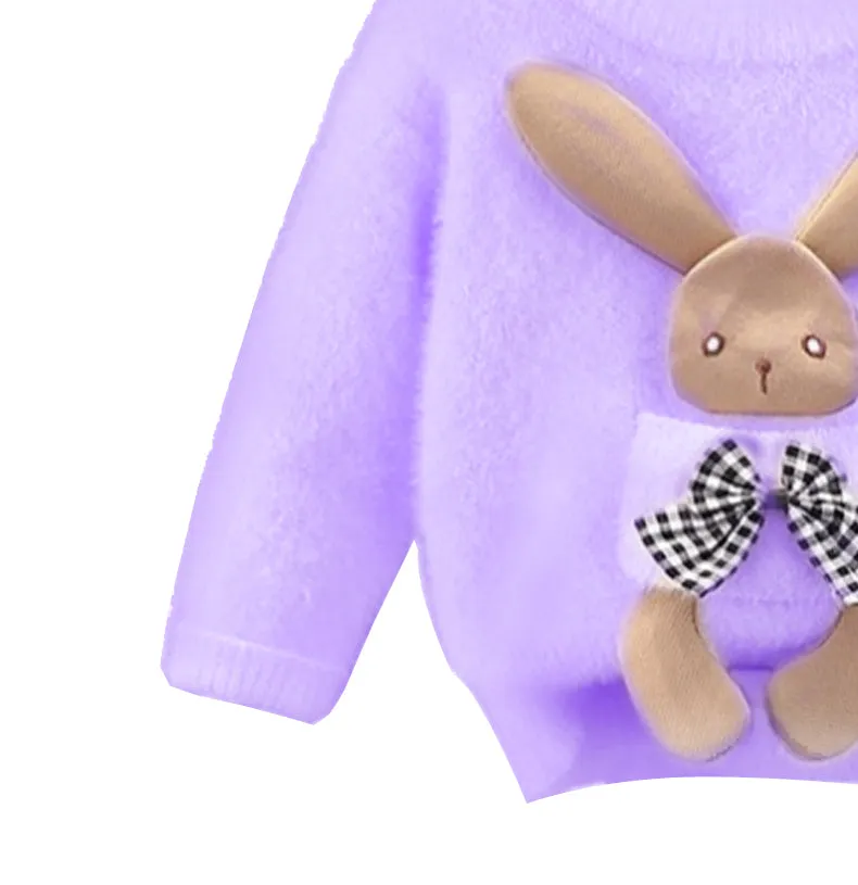 Little Surprise Box Purple with 3d Bunny Kids Cardigan Sweater