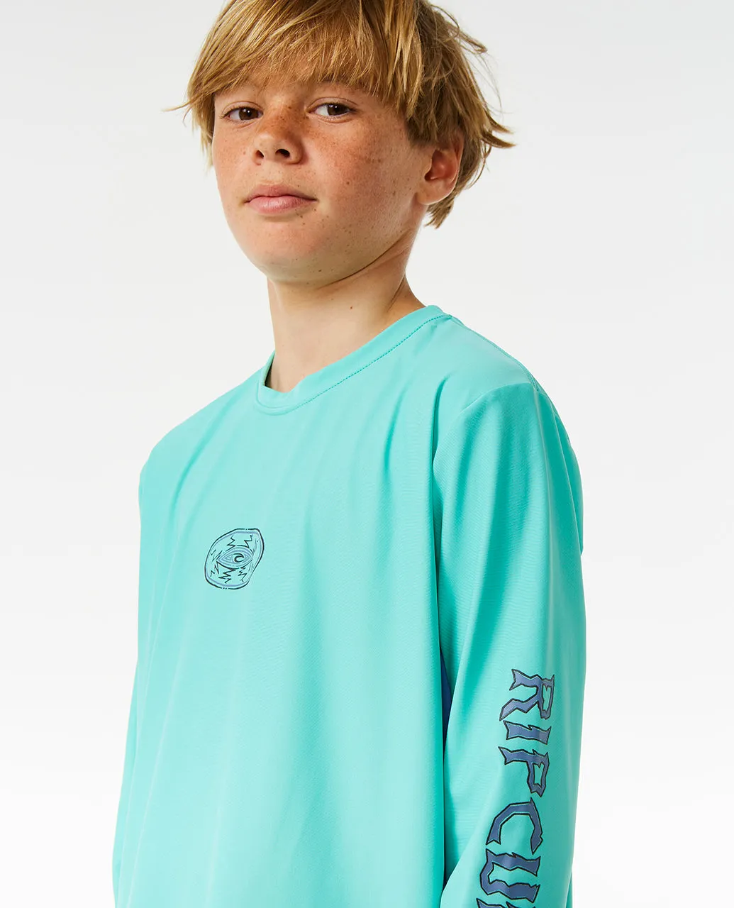 LOST ISLANDS UPF LONG SLEEVE RASH VEST - AQUA (AGES 12, 14 & 16)