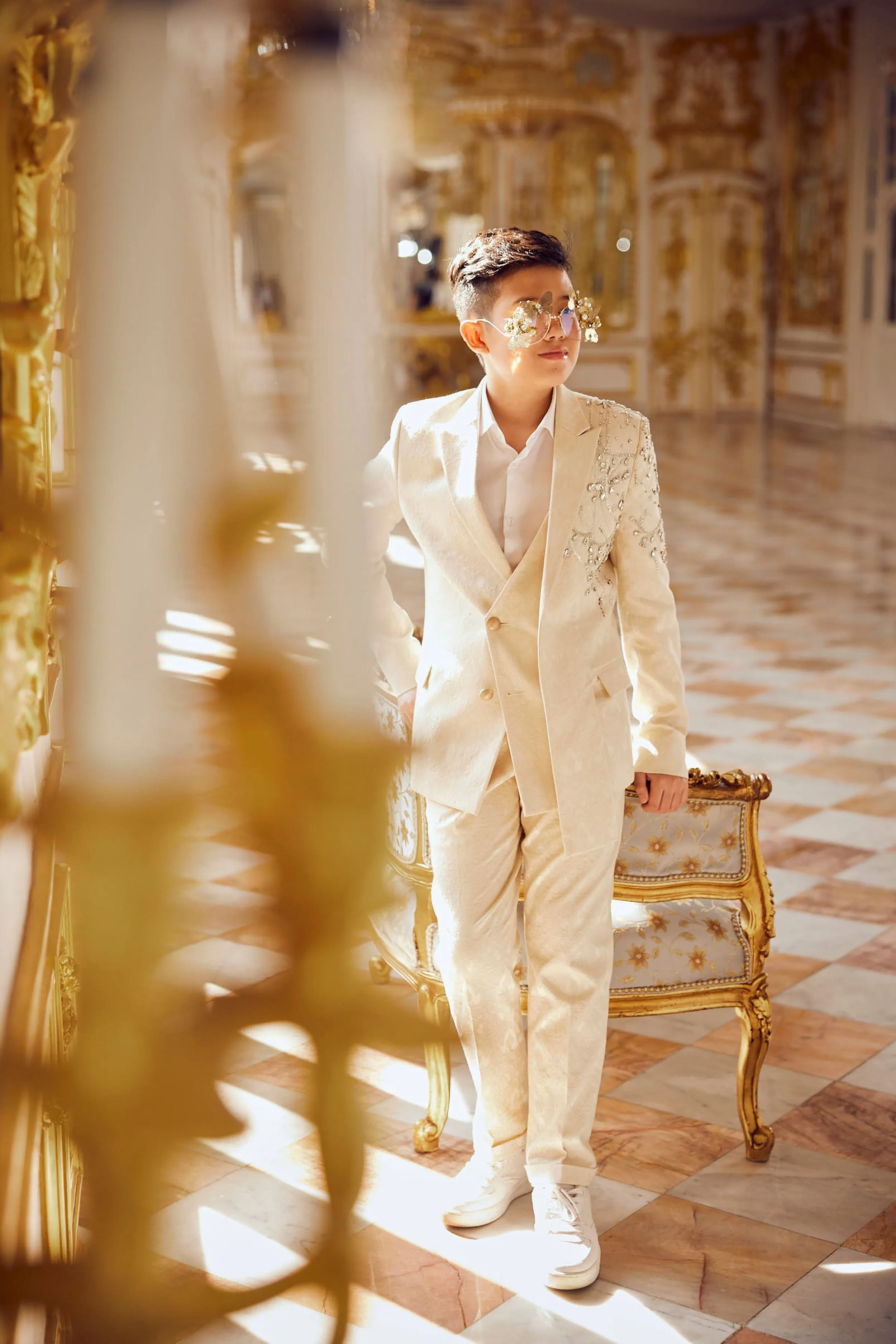 Maison Ava Boys Kevin Suit in Ivory