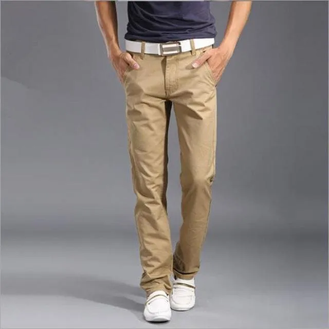 Men Slant Pocket Zip Fly Straight Leg Skinny Pants