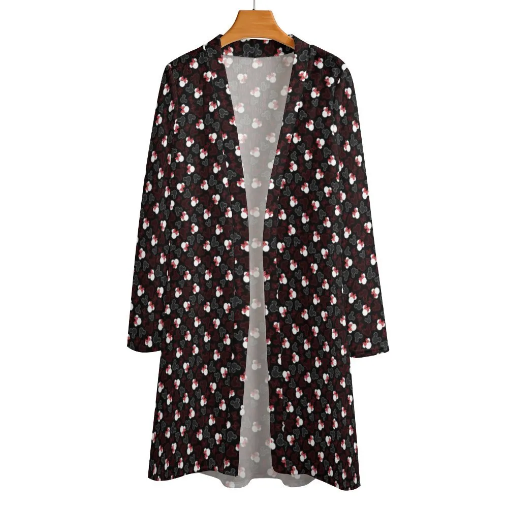 Mickey And Minnie Dots Women's Mid-Length Cardigan