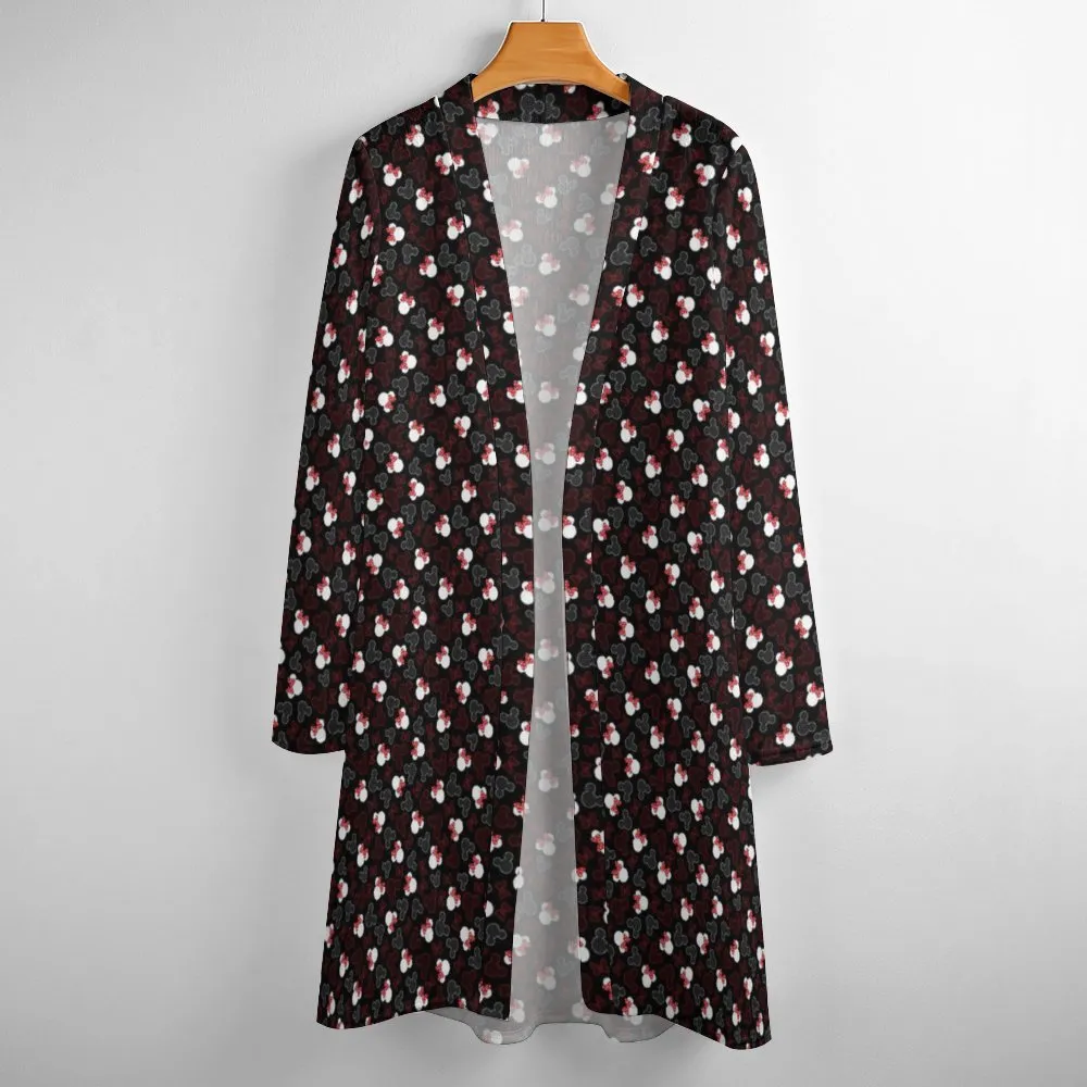 Mickey And Minnie Dots Women's Mid-Length Cardigan