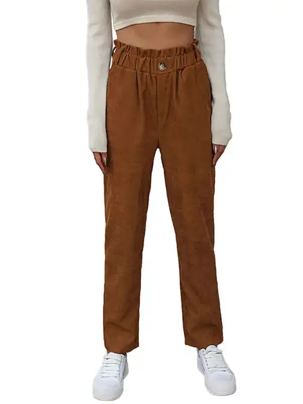 New casual elastic nine-point pants corduroy straight pants