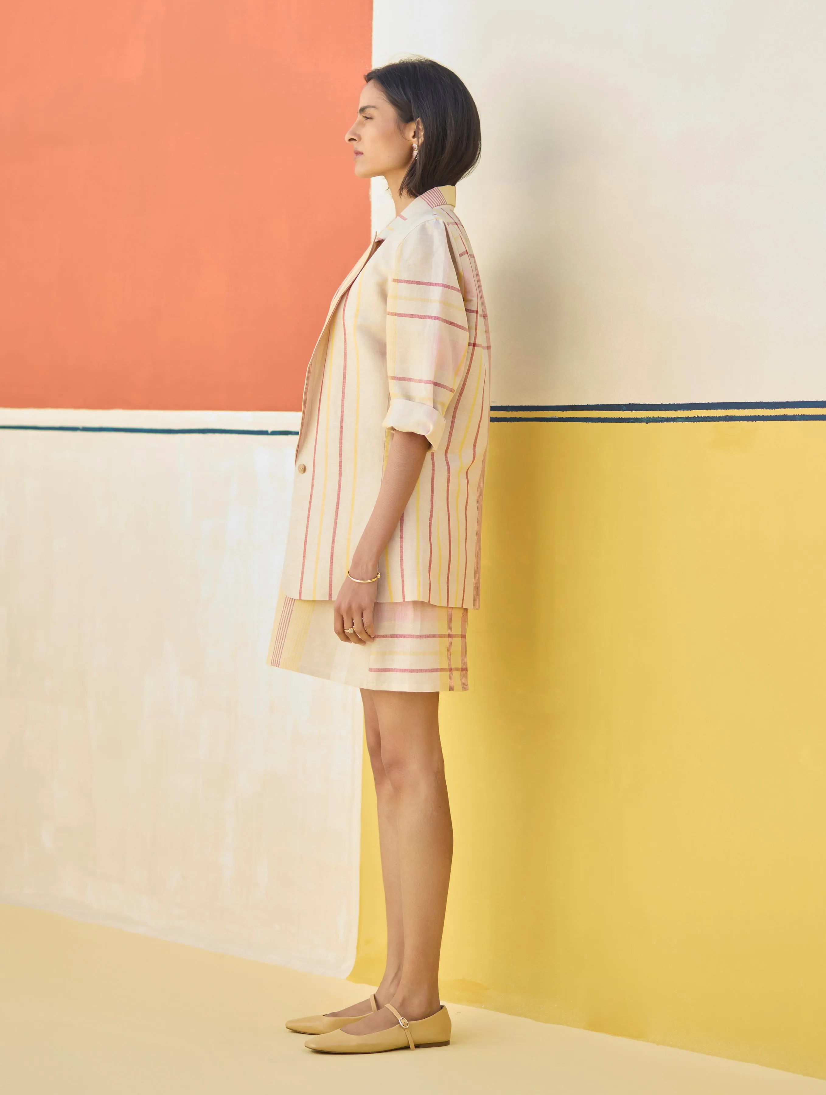 Nora Check Shift Dress With Blazer
 - Sand