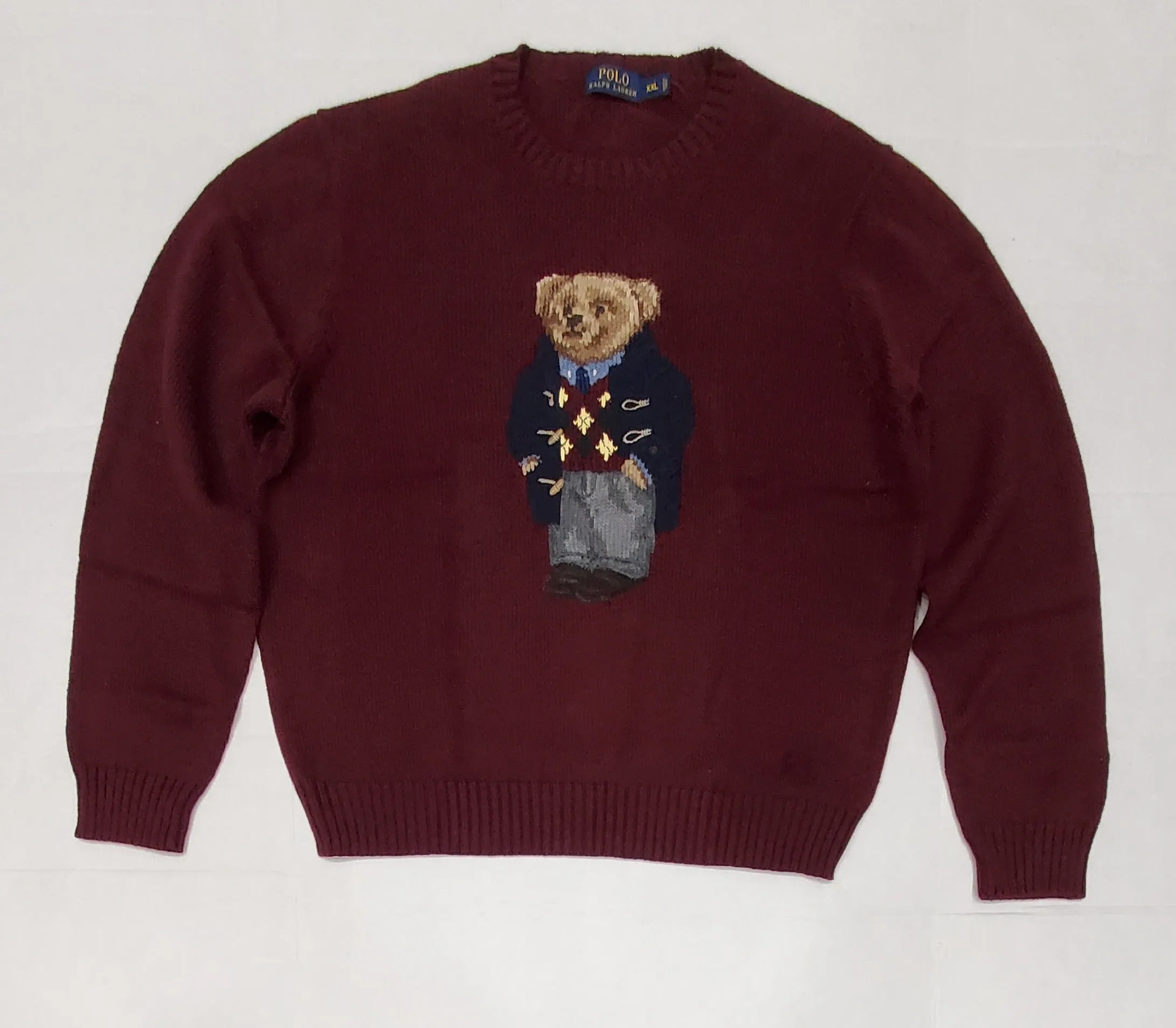 NWT Polo Ralph Lauren Burgundy Prep Teddy bear sweater