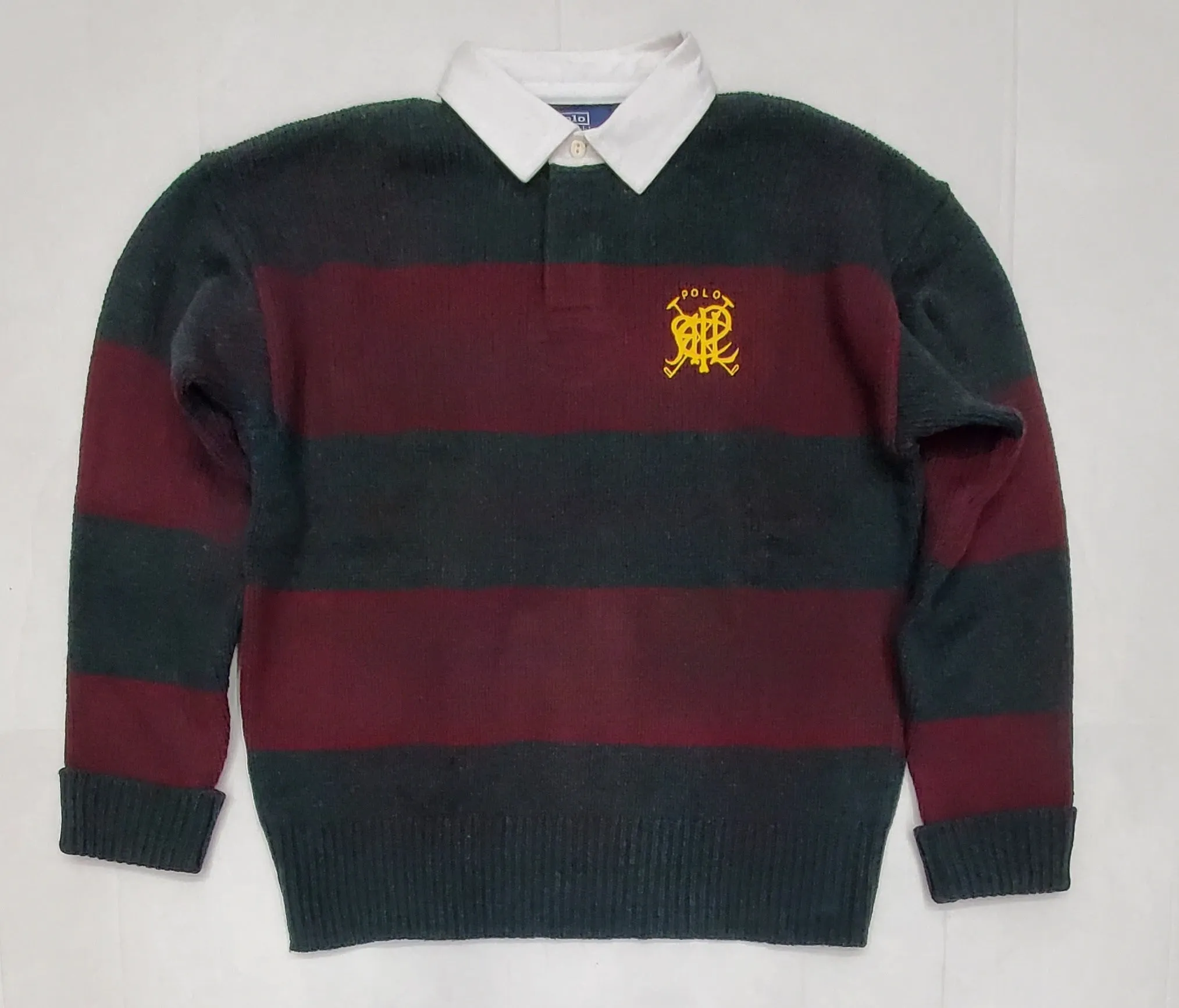 Nwt Polo Ralph Lauren Burgundy/Green Scribble Sweater Rugby