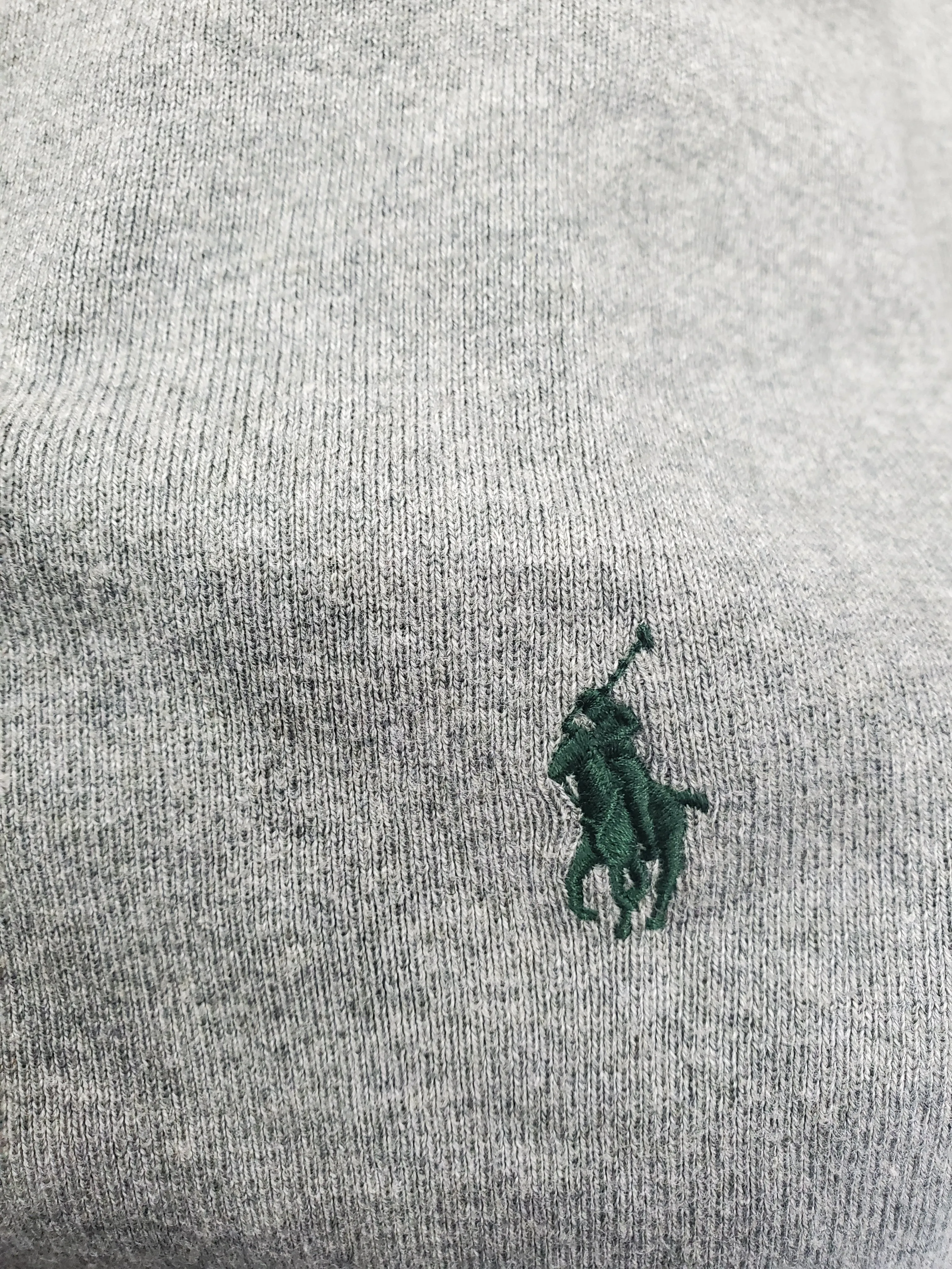 Nwt Polo Ralph Lauren Grey w/Green Horse V-Neck Cotton Sweater