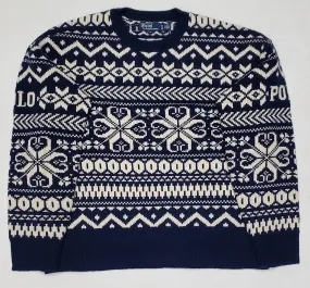 Nwt Polo Ralph Lauren Navy Wool Snowflake Sweater