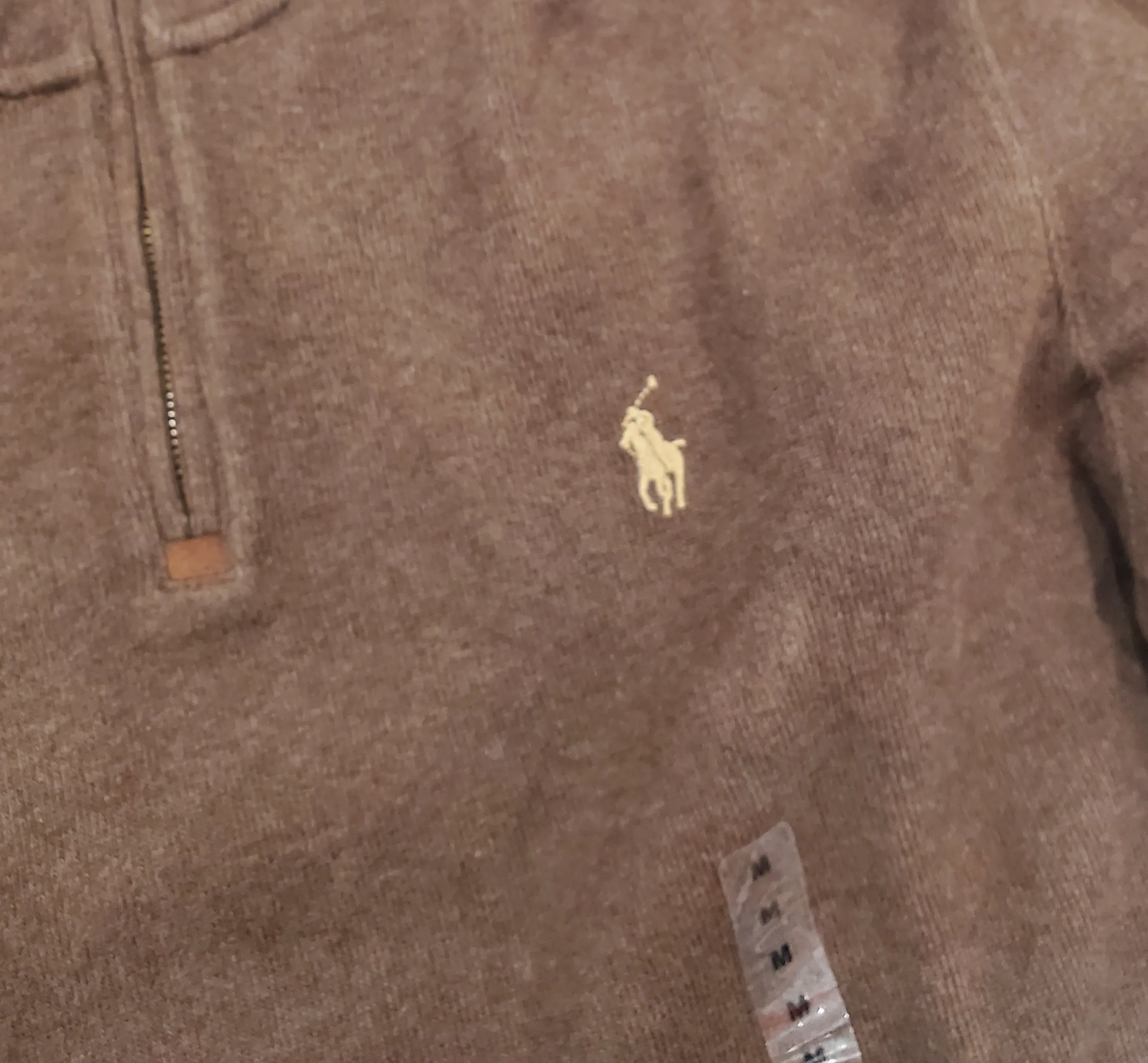 Nwt Polo Ralph Lauren Nutmeg Brown w/Brown Horse Half-Zip Sweater