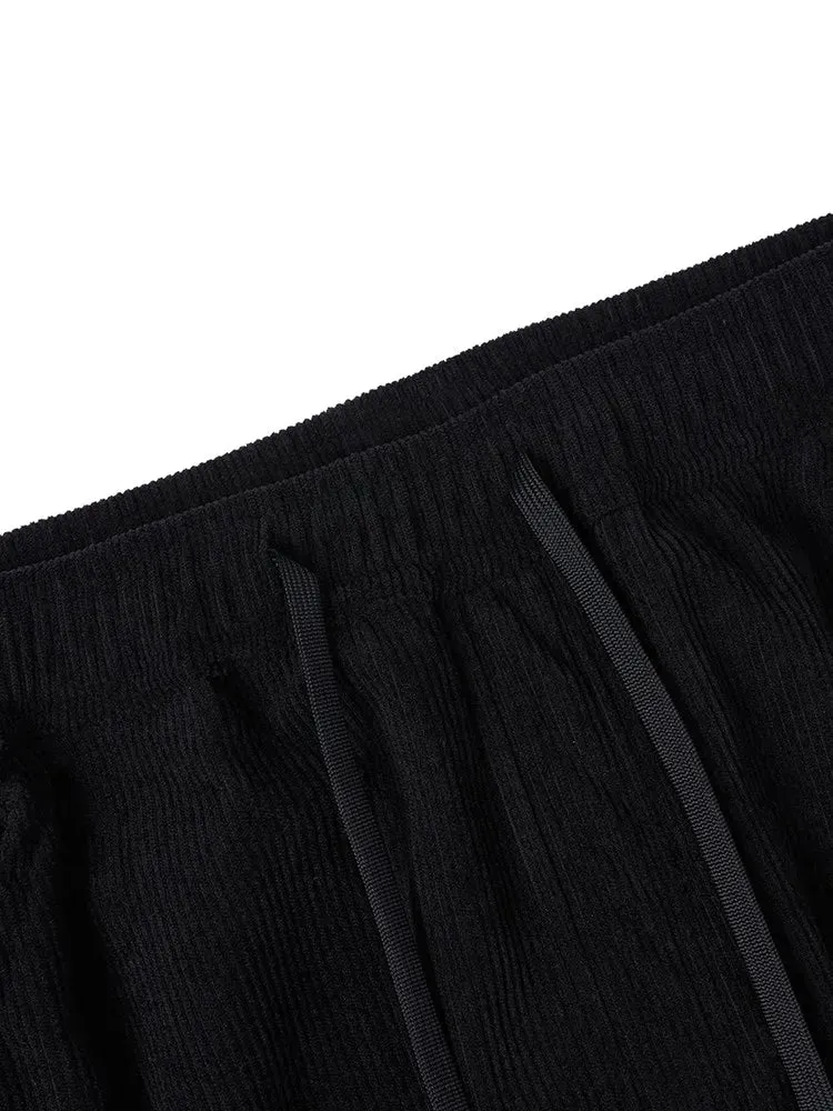 Oversize Warm Fleece Liner Corduroy Cargo Pants - Plus Size Trousers