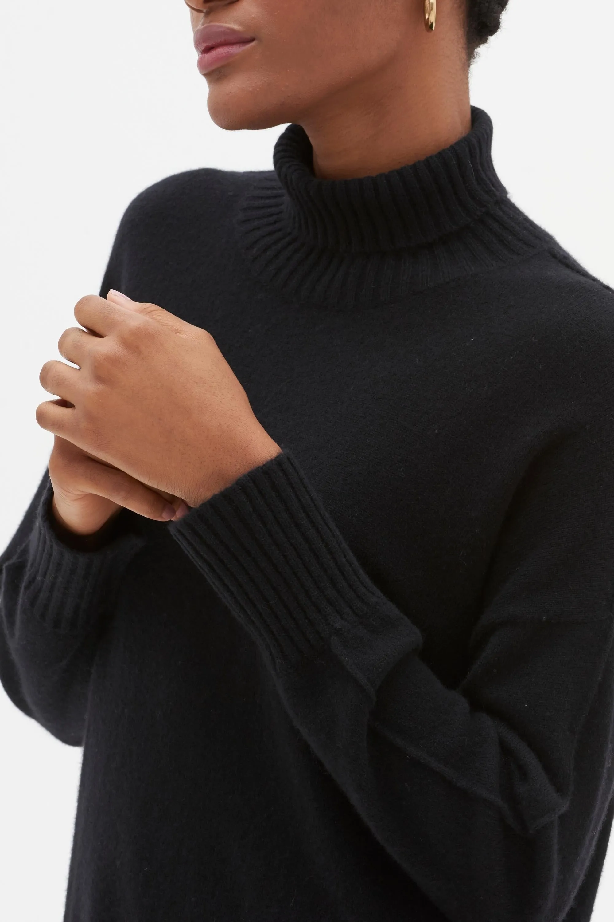 Oversized Cashmere Polo Neck Sweater - Made to Order