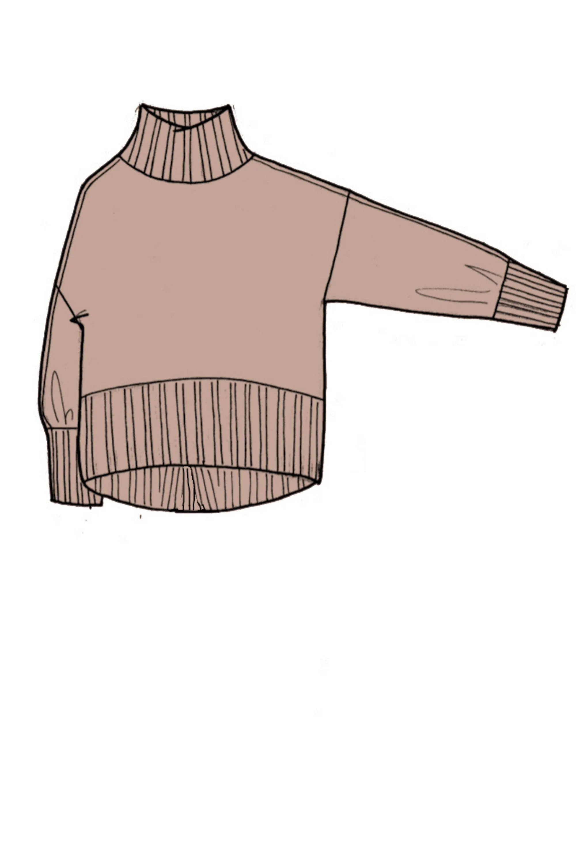 Oversized Cashmere Polo Neck Sweater - Made to Order