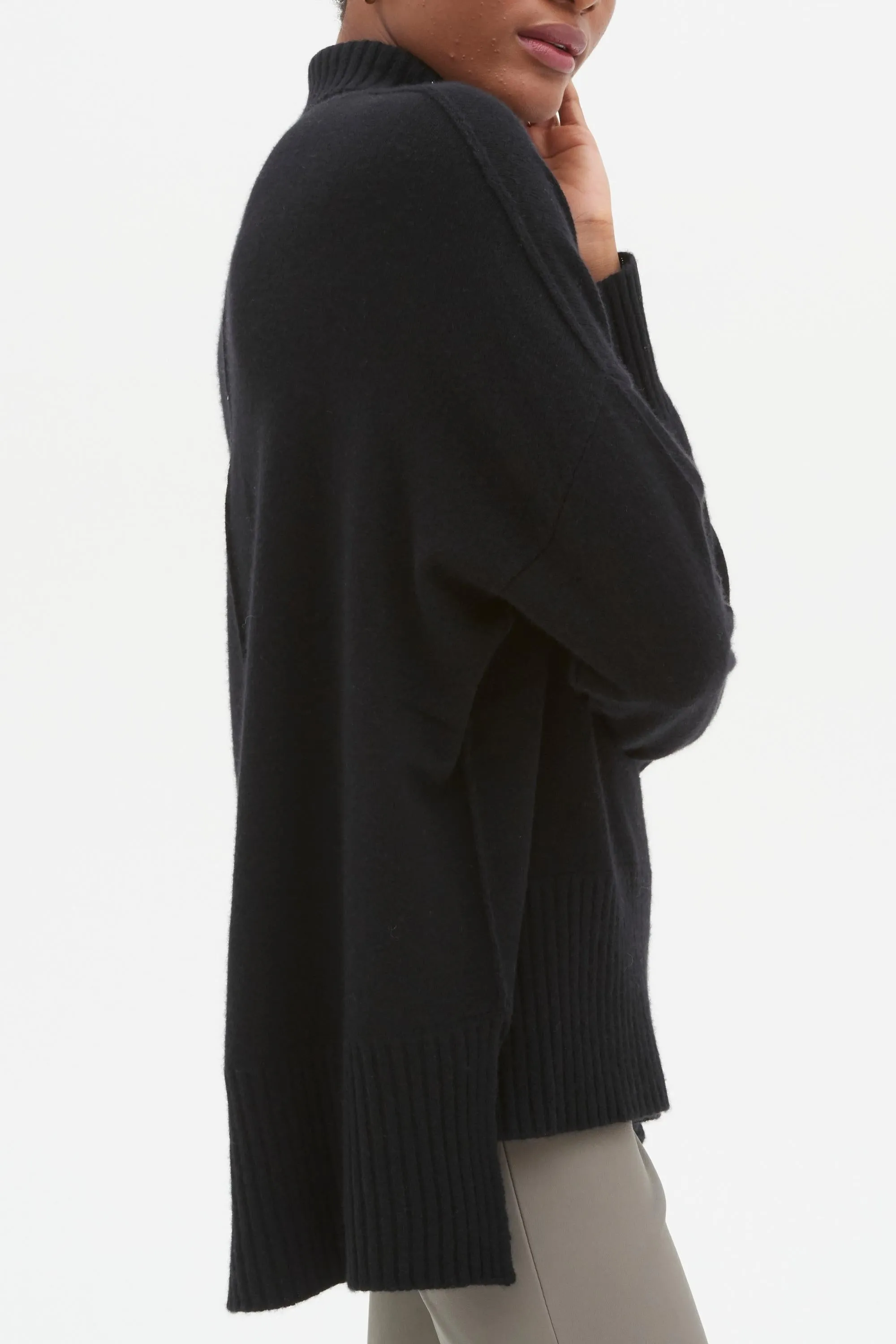 Oversized Cashmere Polo Neck Sweater - Made to Order