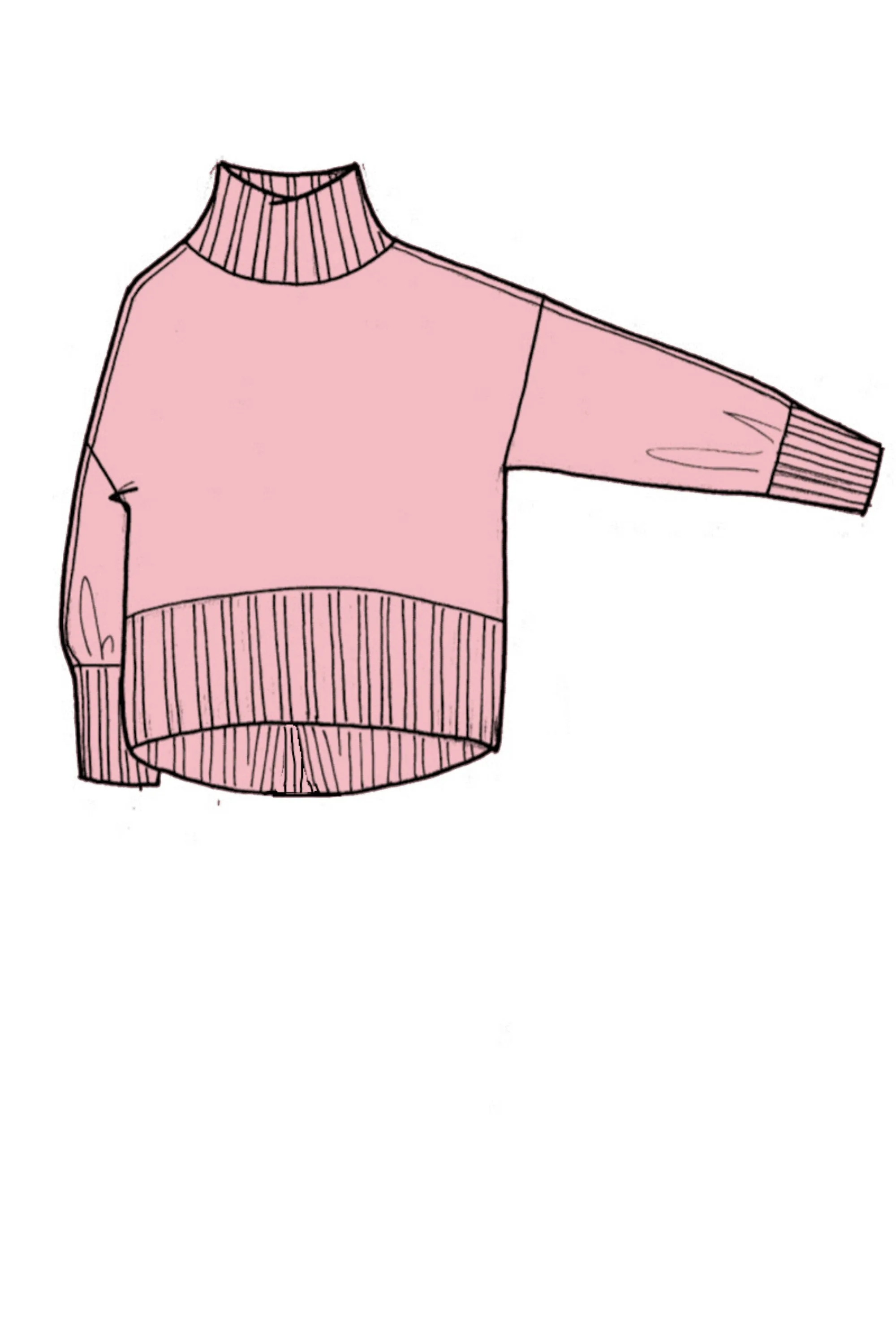 Oversized Cashmere Polo Neck Sweater - Made to Order