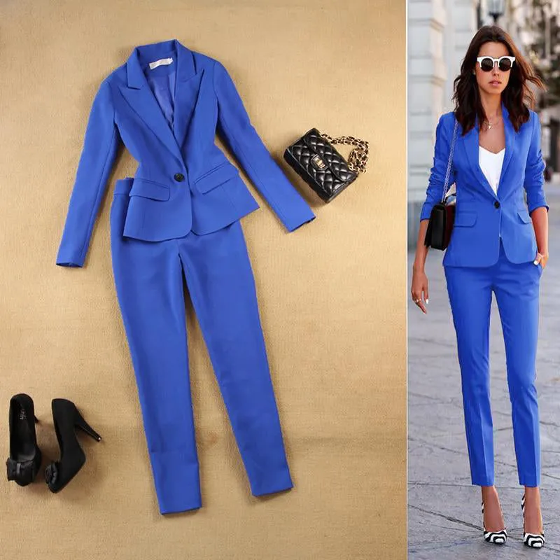 Pant Suits Set Women's Autumn Female Professional Office Lady Suit