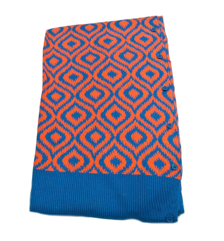 Papillon Bamboo Blue/Orange Ikat Scarf-Shawl-Cardigan 3 in 1