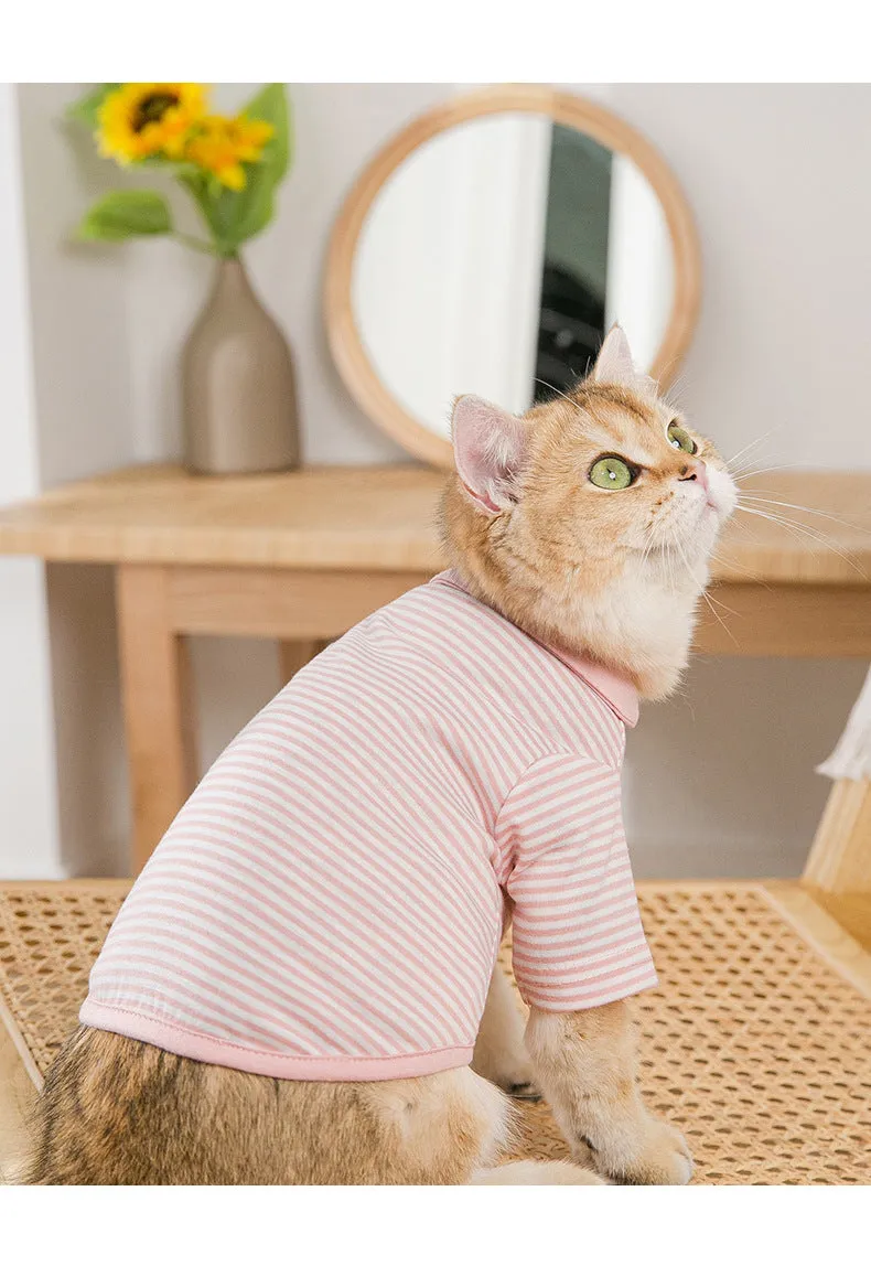 Pet Clothing Breathable Stripes Knitted Cardigan Cat Clothes