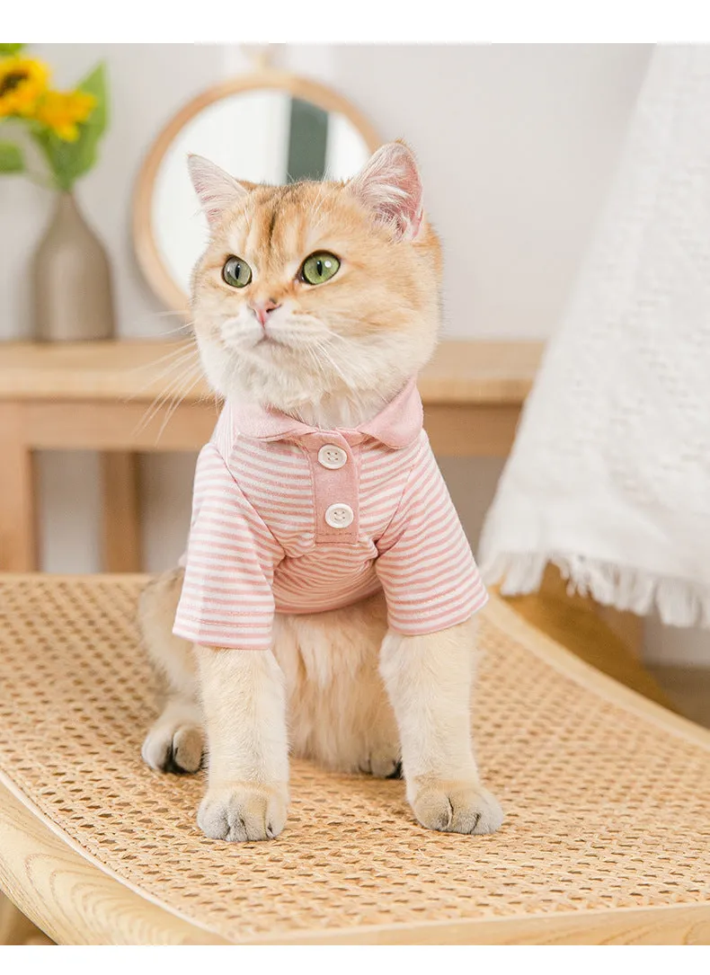 Pet Clothing Breathable Stripes Knitted Cardigan Cat Clothes