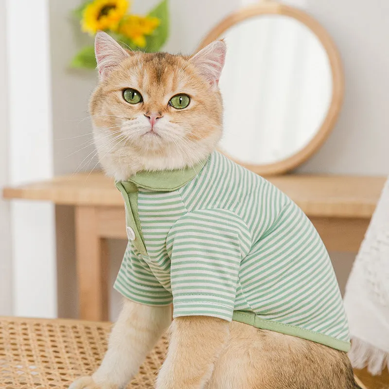 Pet Clothing Breathable Stripes Knitted Cardigan Cat Clothes