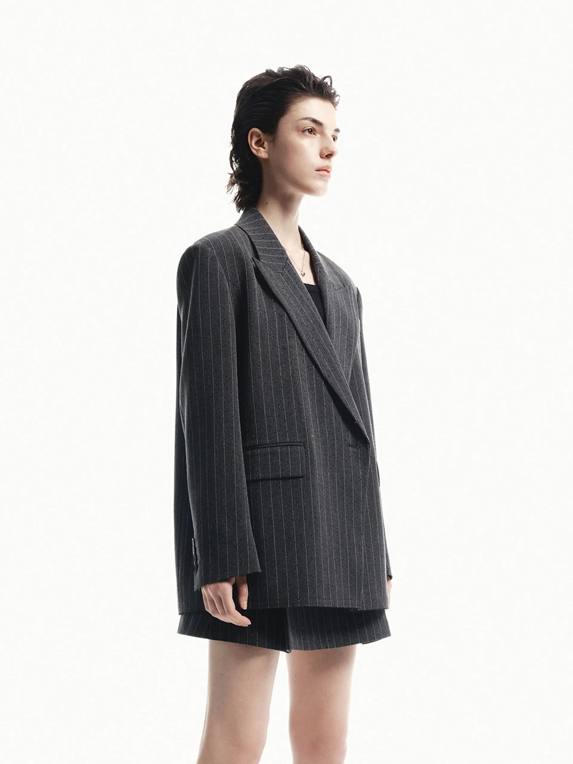 Pinstripe Structured Blazer