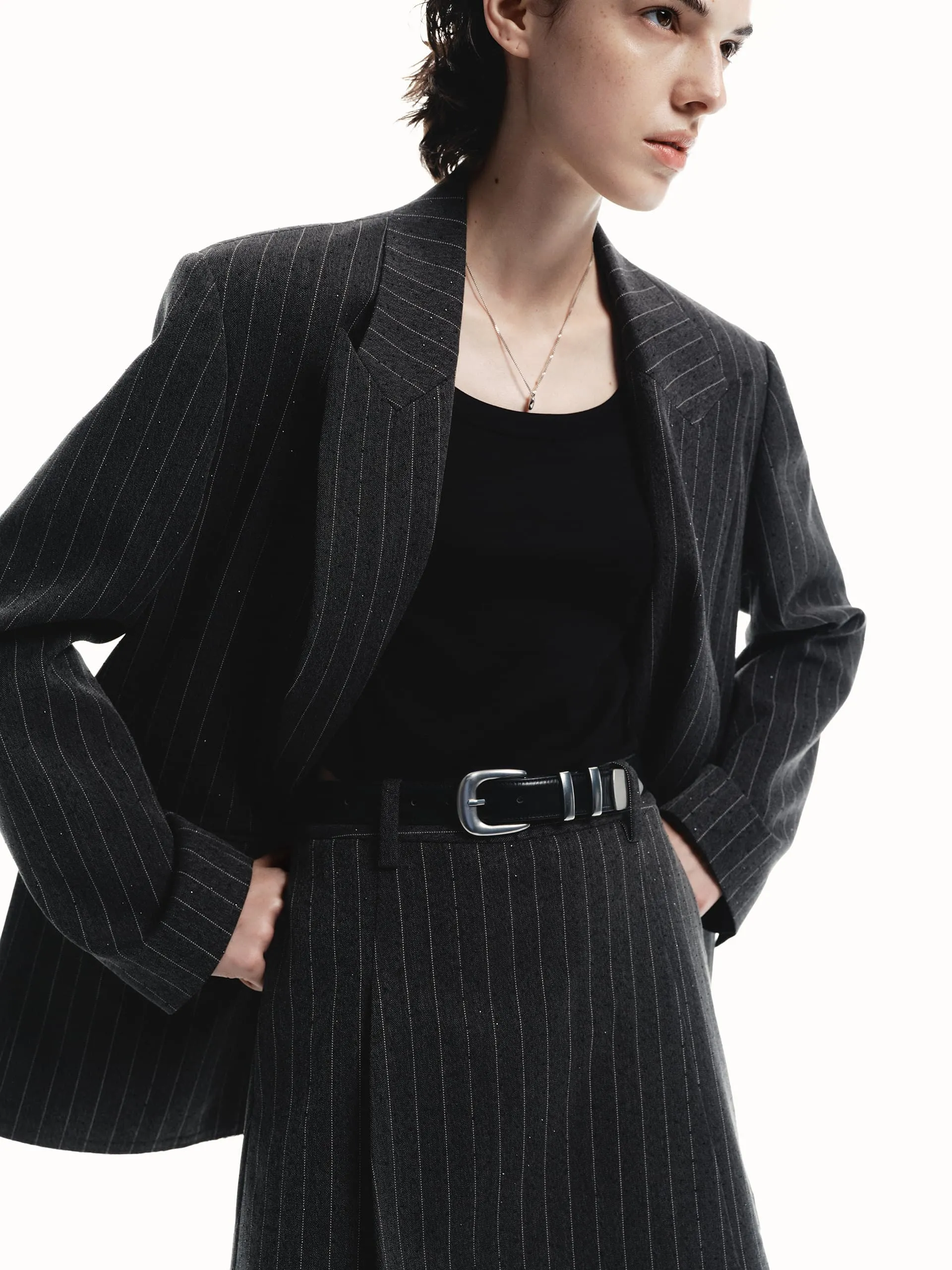 Pinstripe Structured Blazer