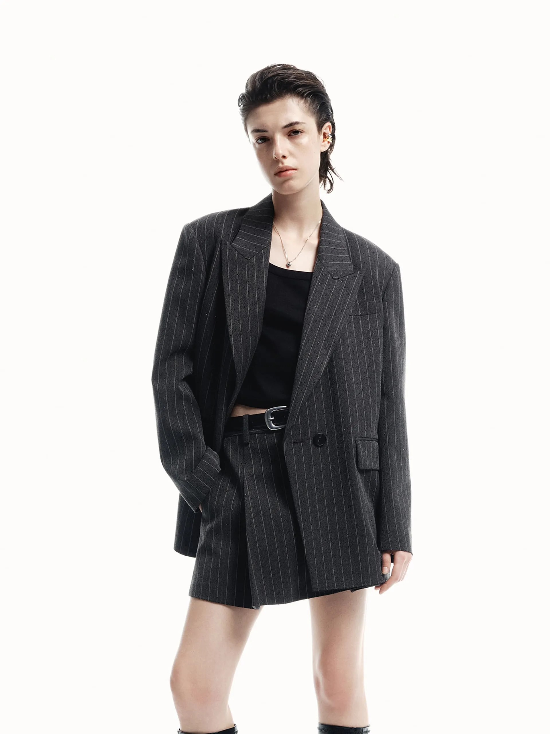 Pinstripe Structured Blazer