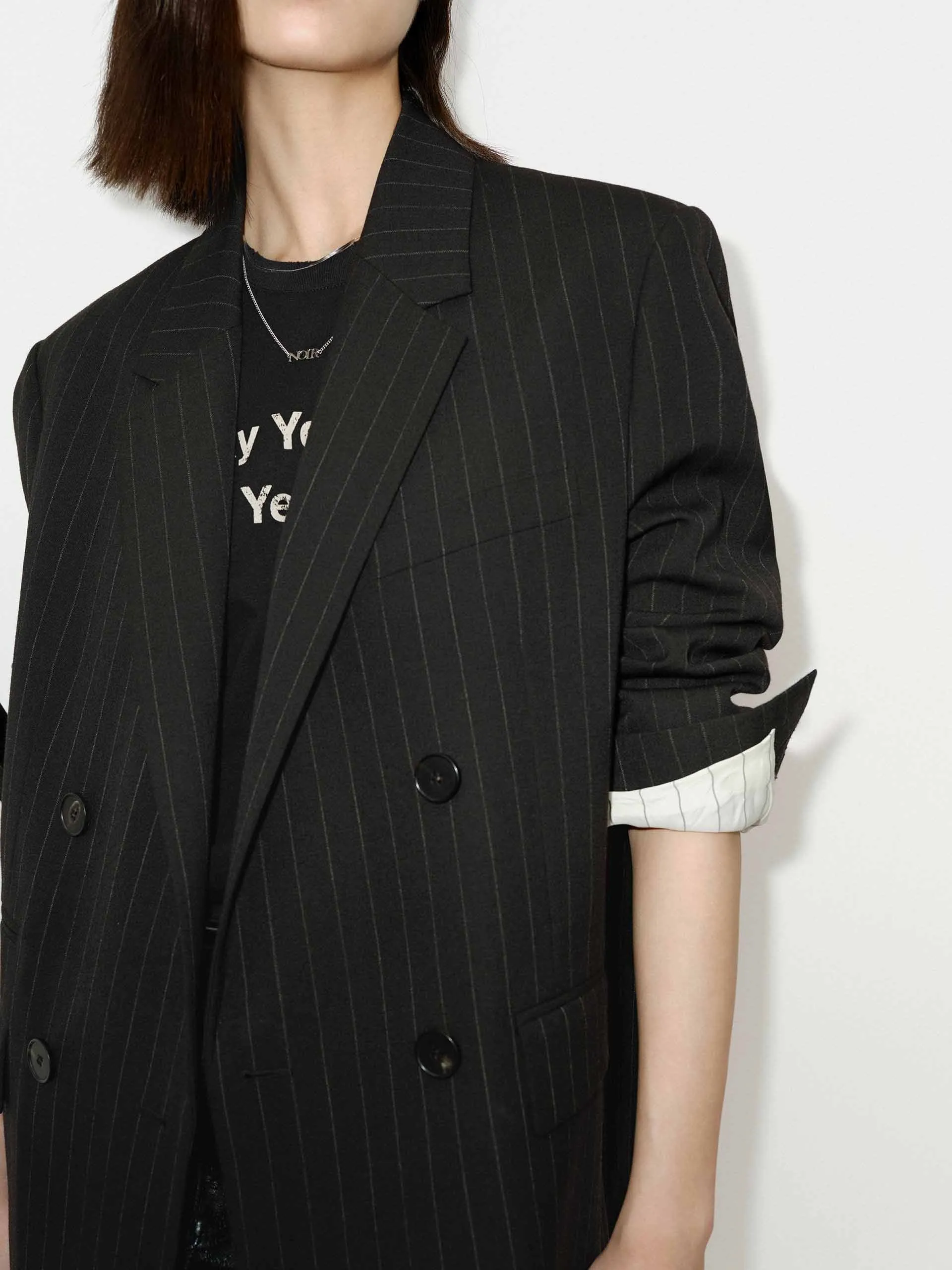 Pinstripe Wool Blazer