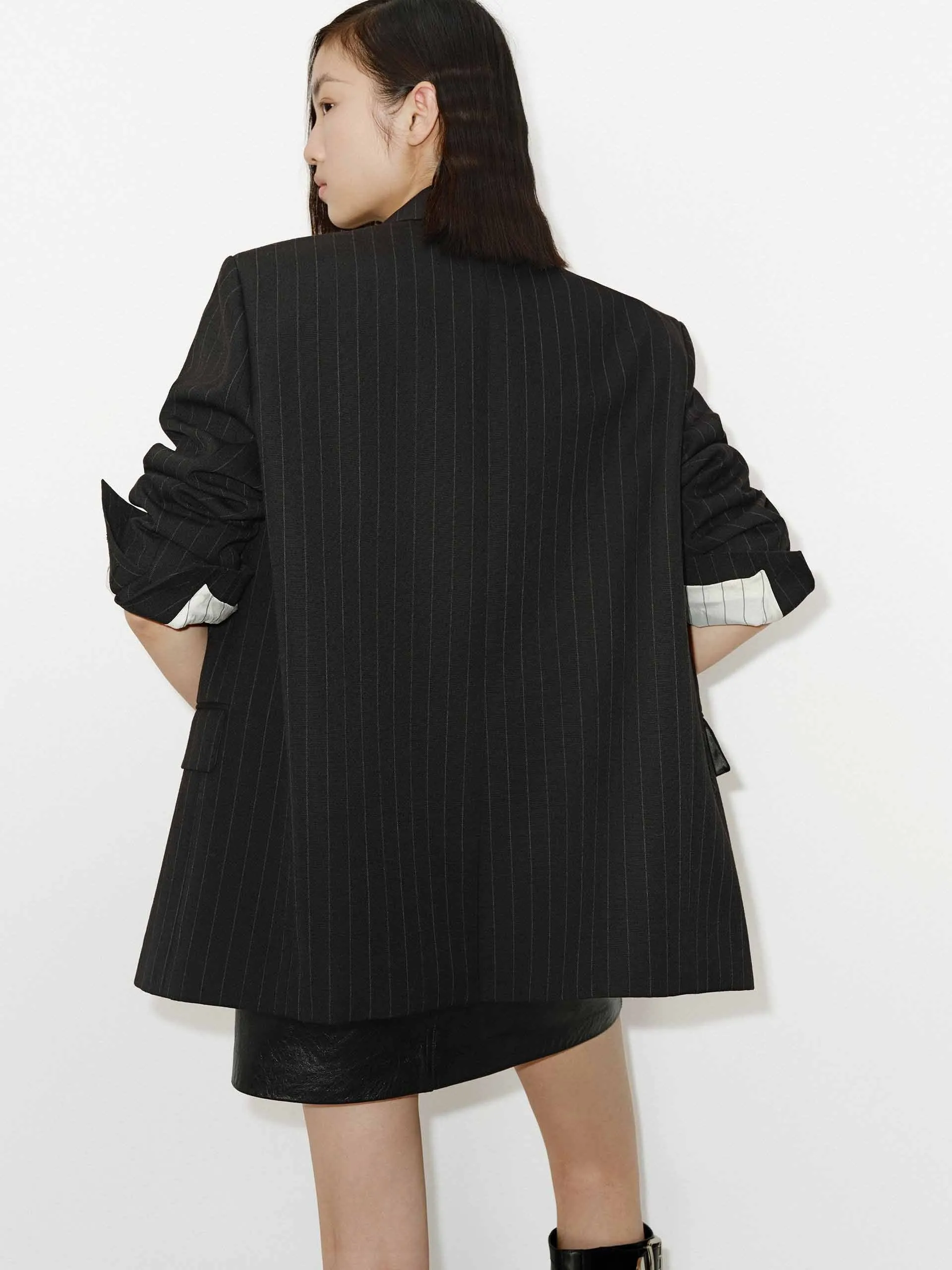 Pinstripe Wool Blazer