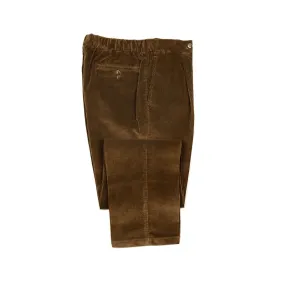 Pleated easy pants in tobacco brown cotton corduroy (restock)