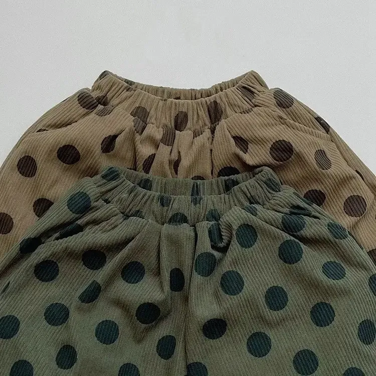 Polka Dot Thick Corduroy Pants