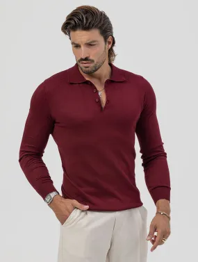 POLO SWEATER IN BORDEAUX