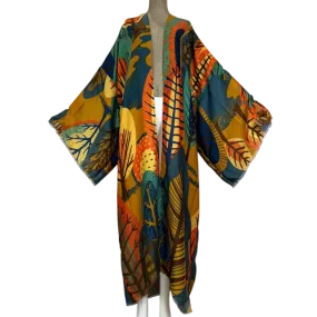 Pre Order: Vibrant Leaf Print Kimono Cardigan - WINI