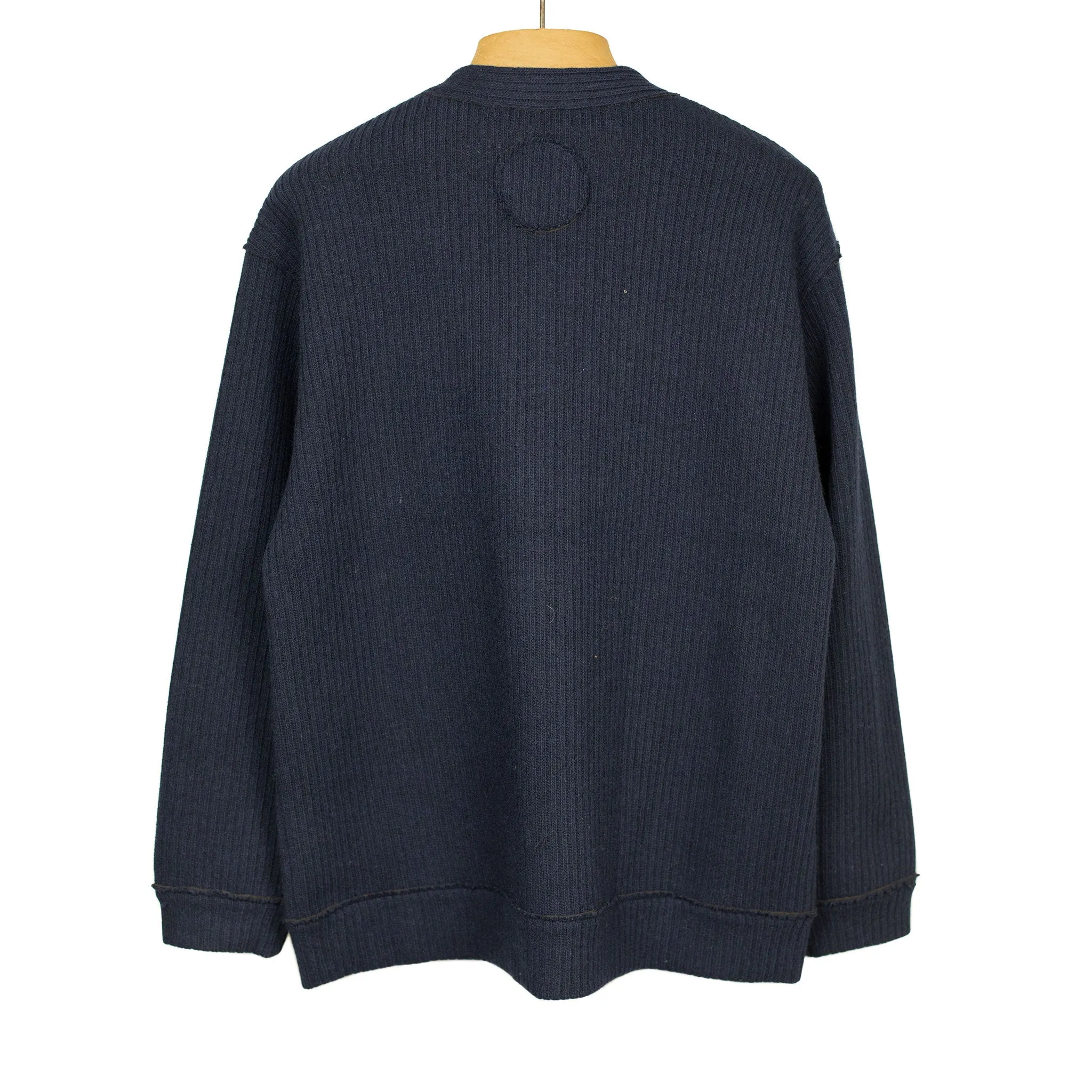 Relaxed cardigan in dark indigo recycled wool cotton mix