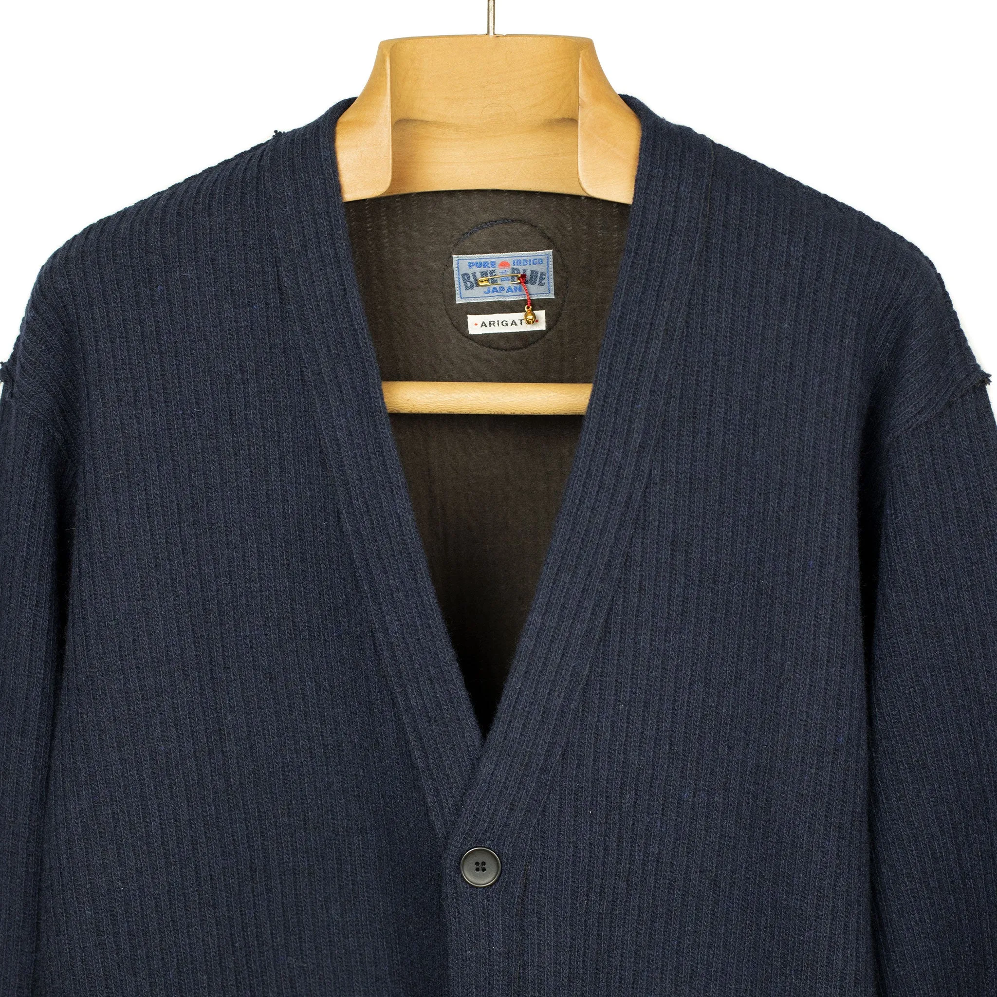 Relaxed cardigan in dark indigo recycled wool cotton mix