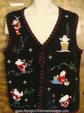 Santa Having Fun Corny Christmas Sweater Vest