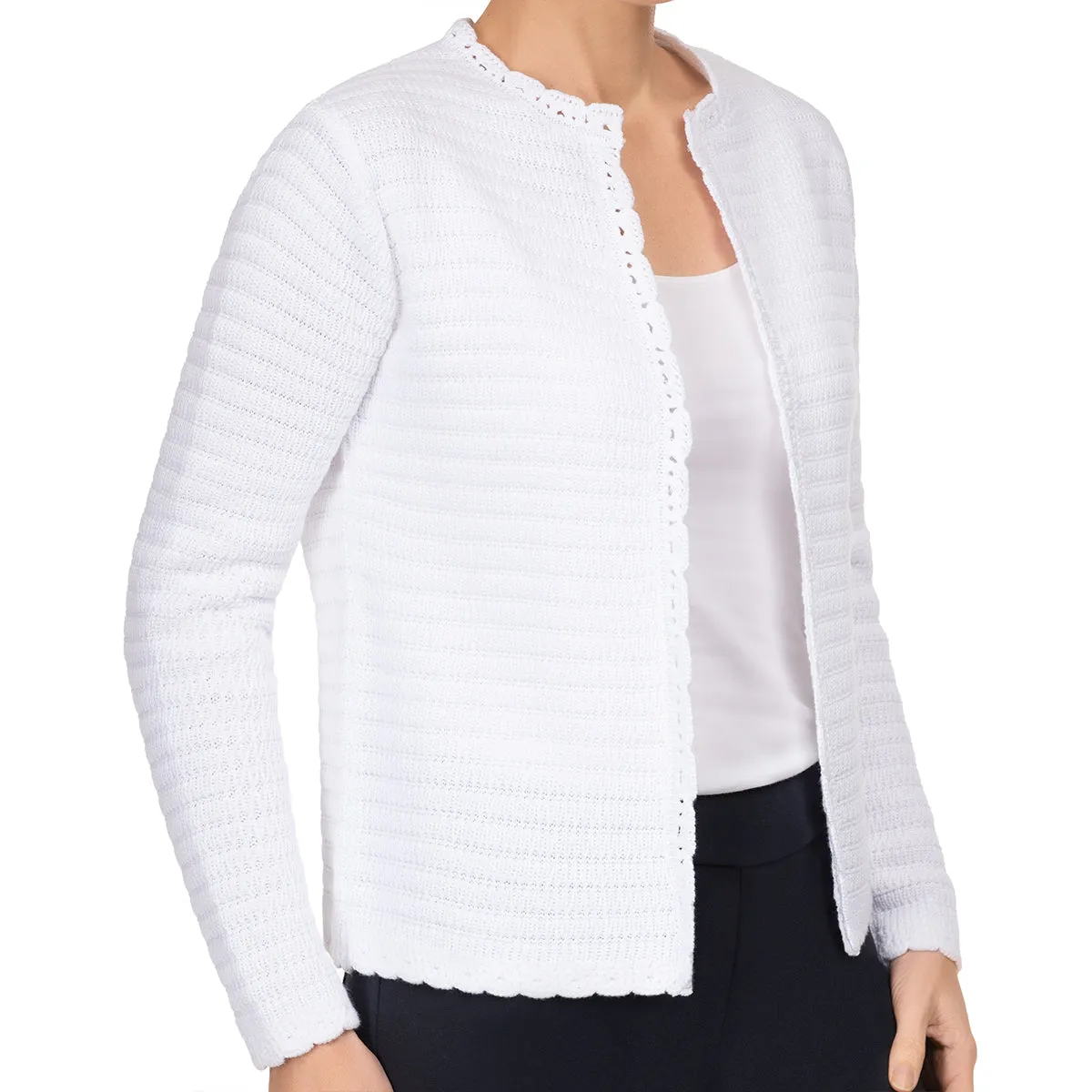 Scallop Edge Cardigan in White