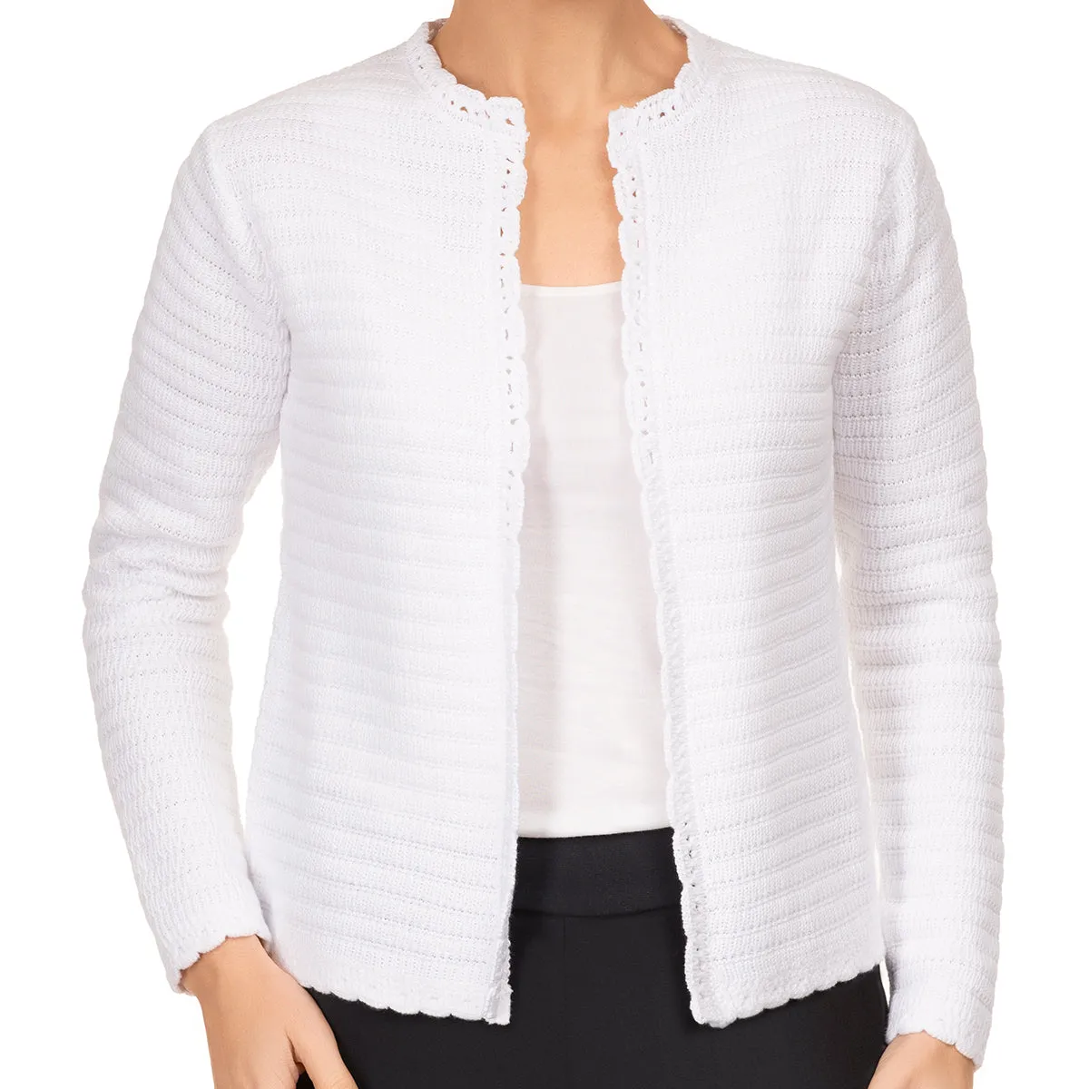 Scallop Edge Cardigan in White