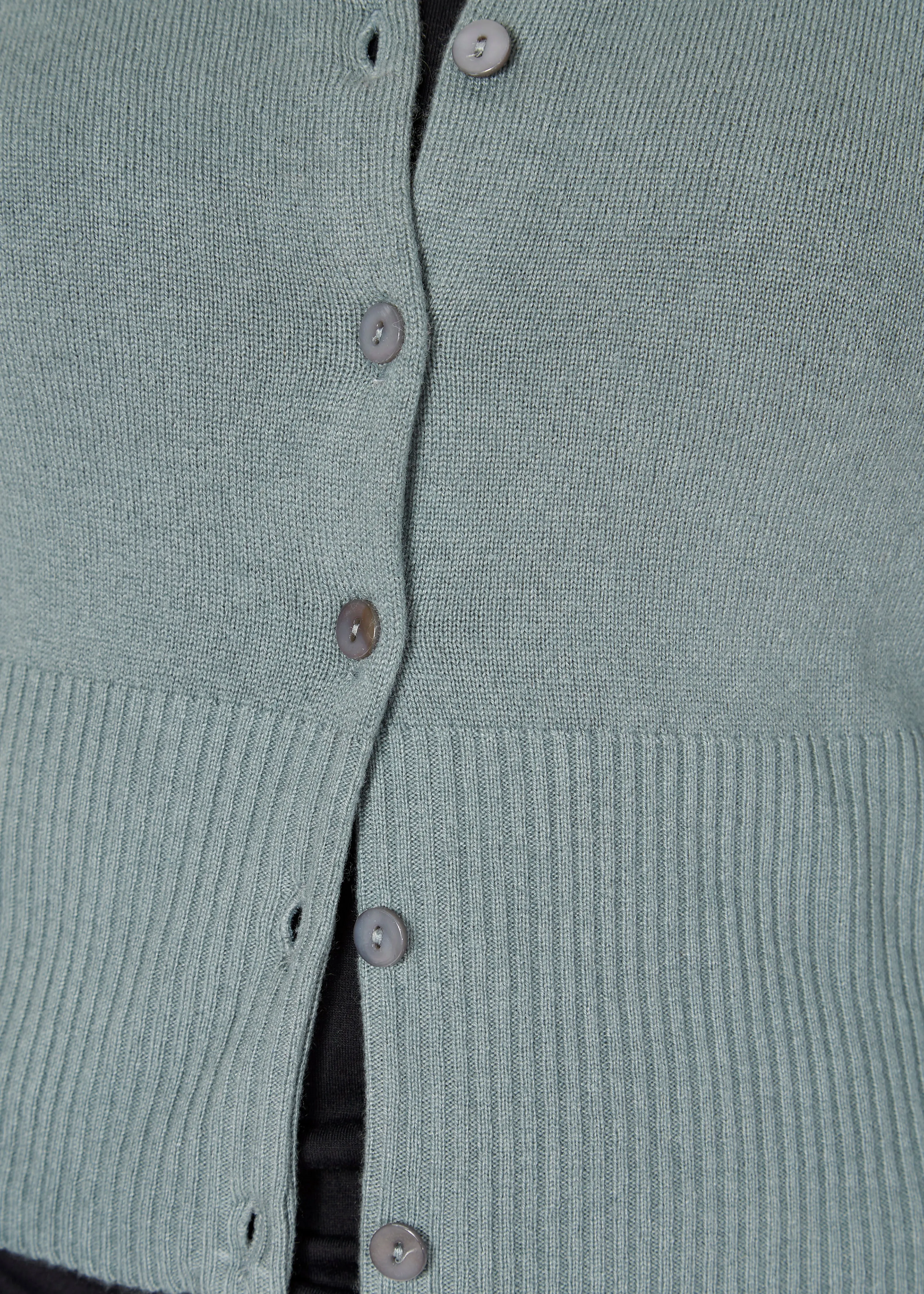 Short Ribbed 'Clay Green' Cashmere Cardigan