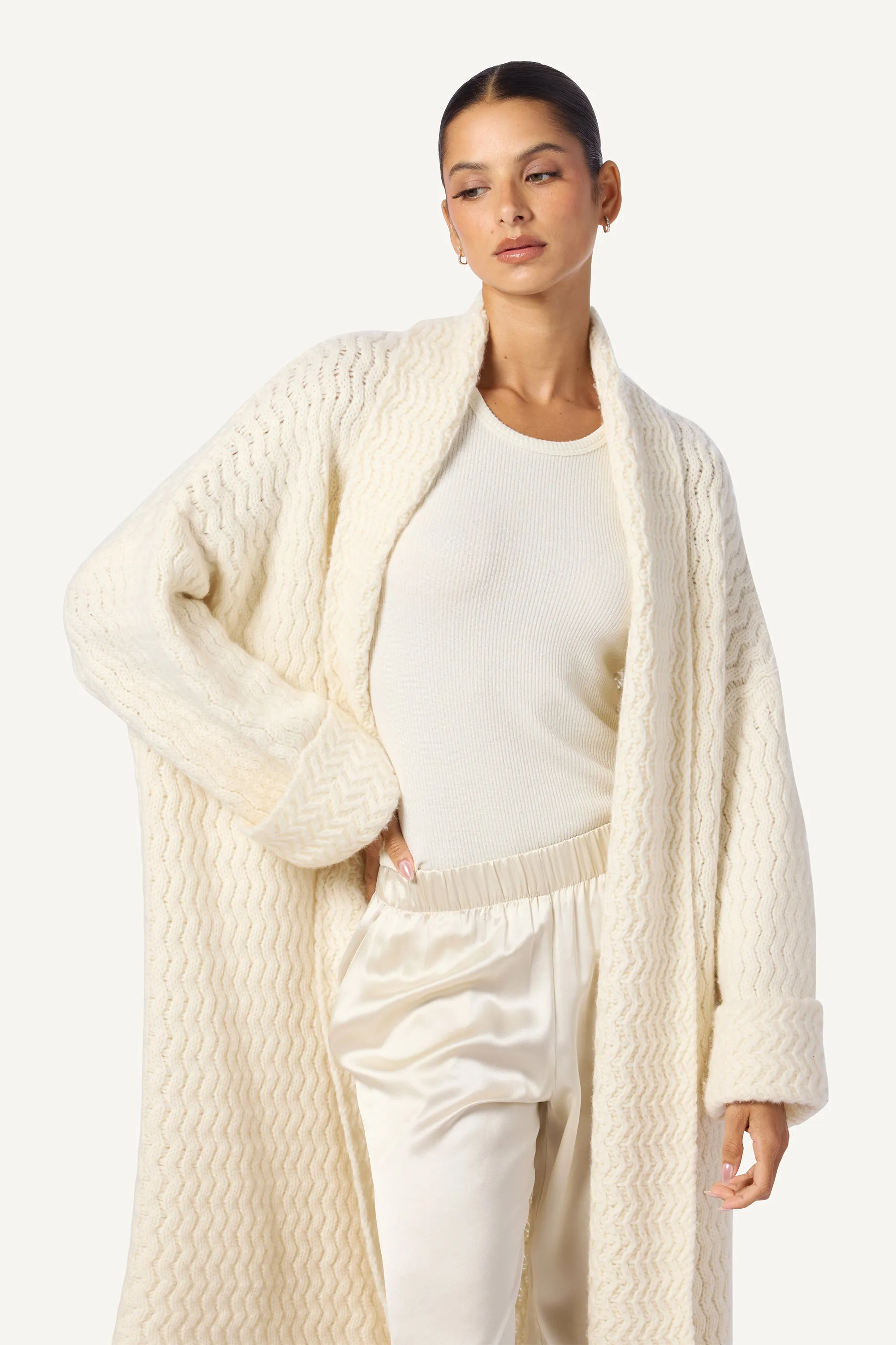 STANTON SLOUCHY DUSTER CARDIGAN | GARDENIA