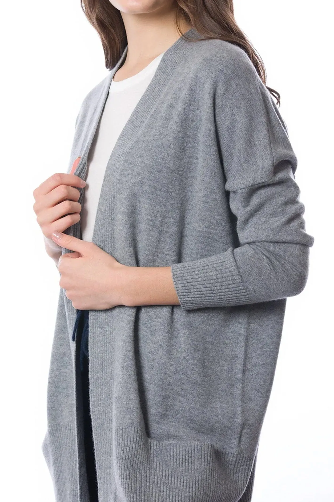 Sustainable Cashmere Edge To Edge Cardigan - Soft Grey Marl