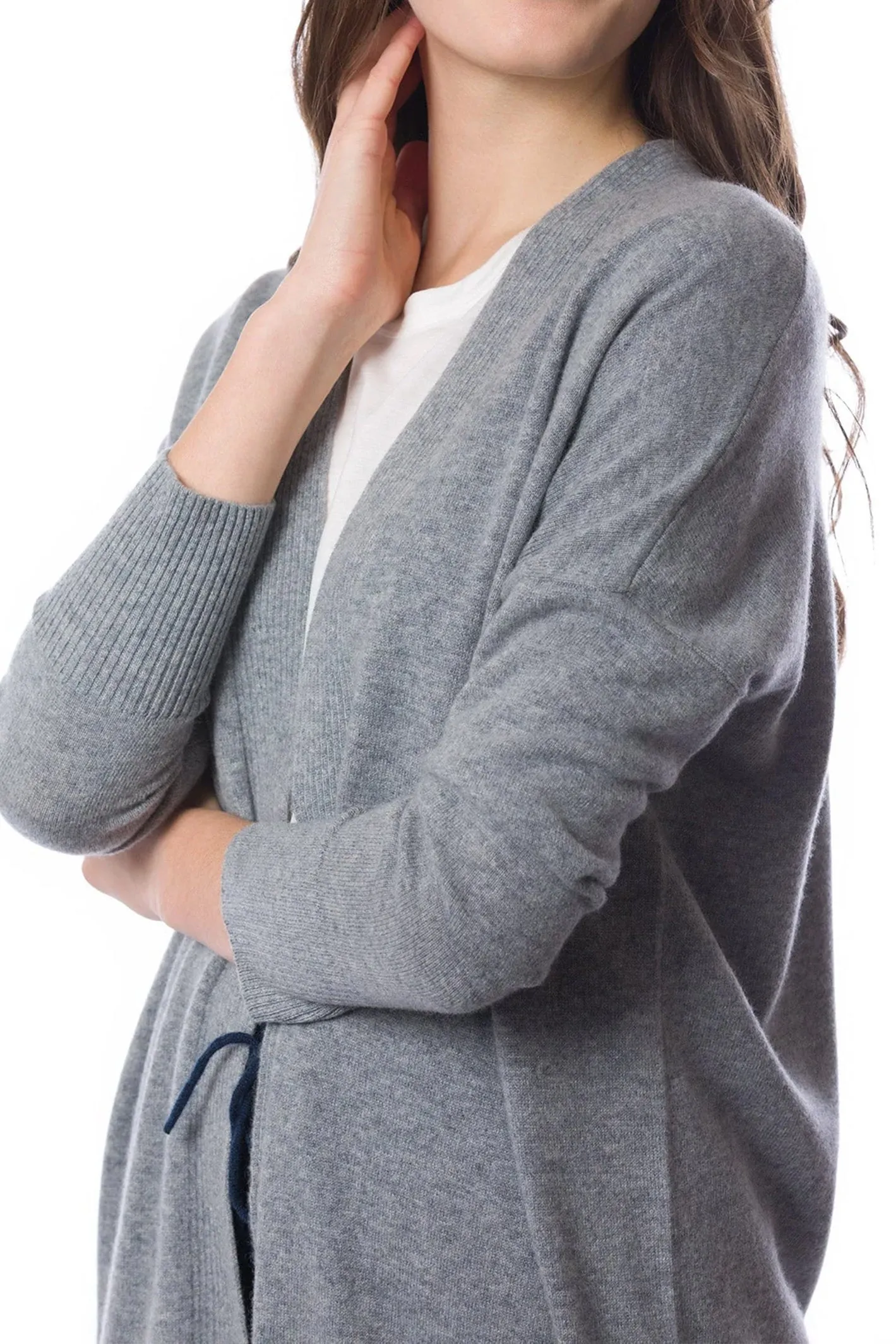 Sustainable Cashmere Edge To Edge Cardigan - Soft Grey Marl