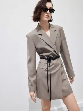 Tailored Wool blend Dress with Belt