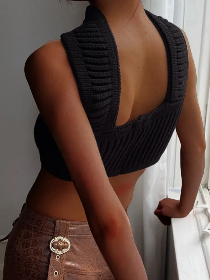 TEEK - Black Halter Back Bra Top