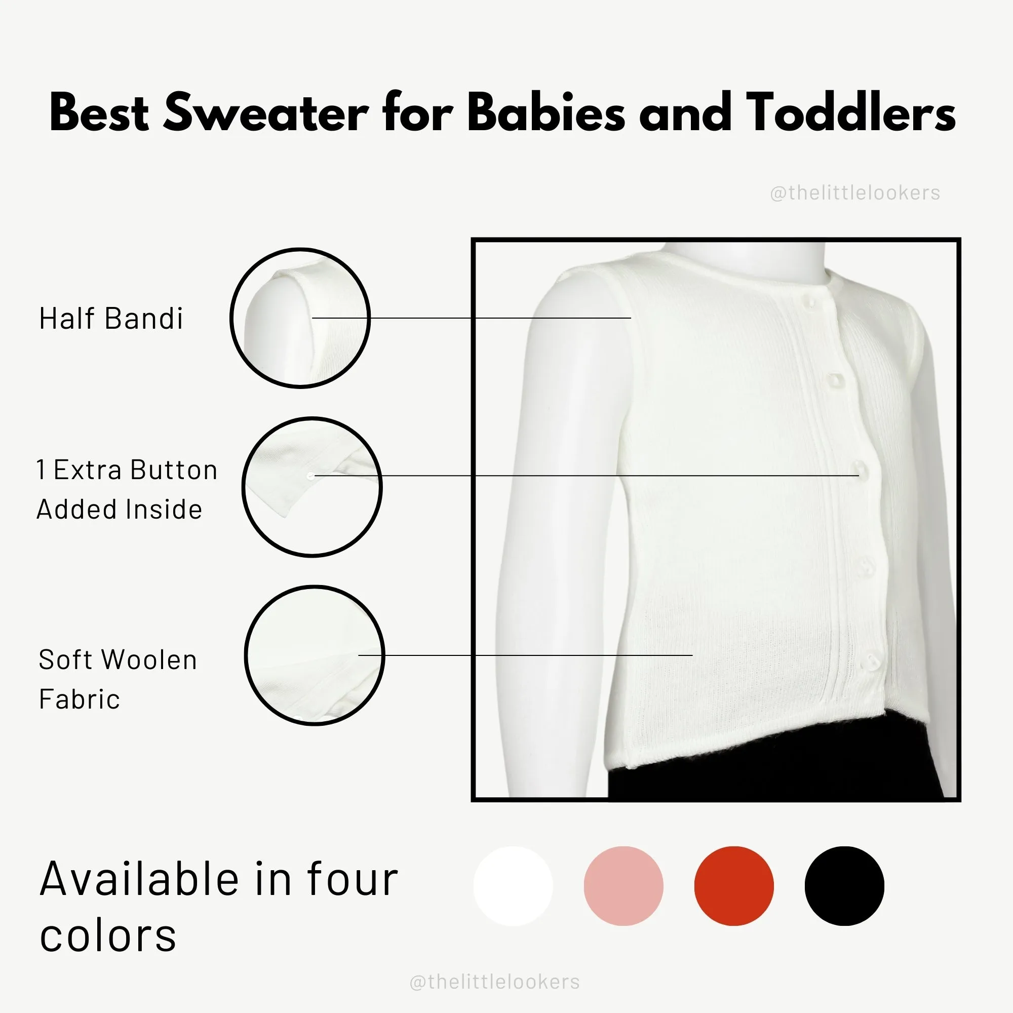 THE LITTLE LOOKERS Premium Quality Front Open Half Sweater/Inner/Bandi/Wollen Vest for New Born Babies/Infants Set of 2