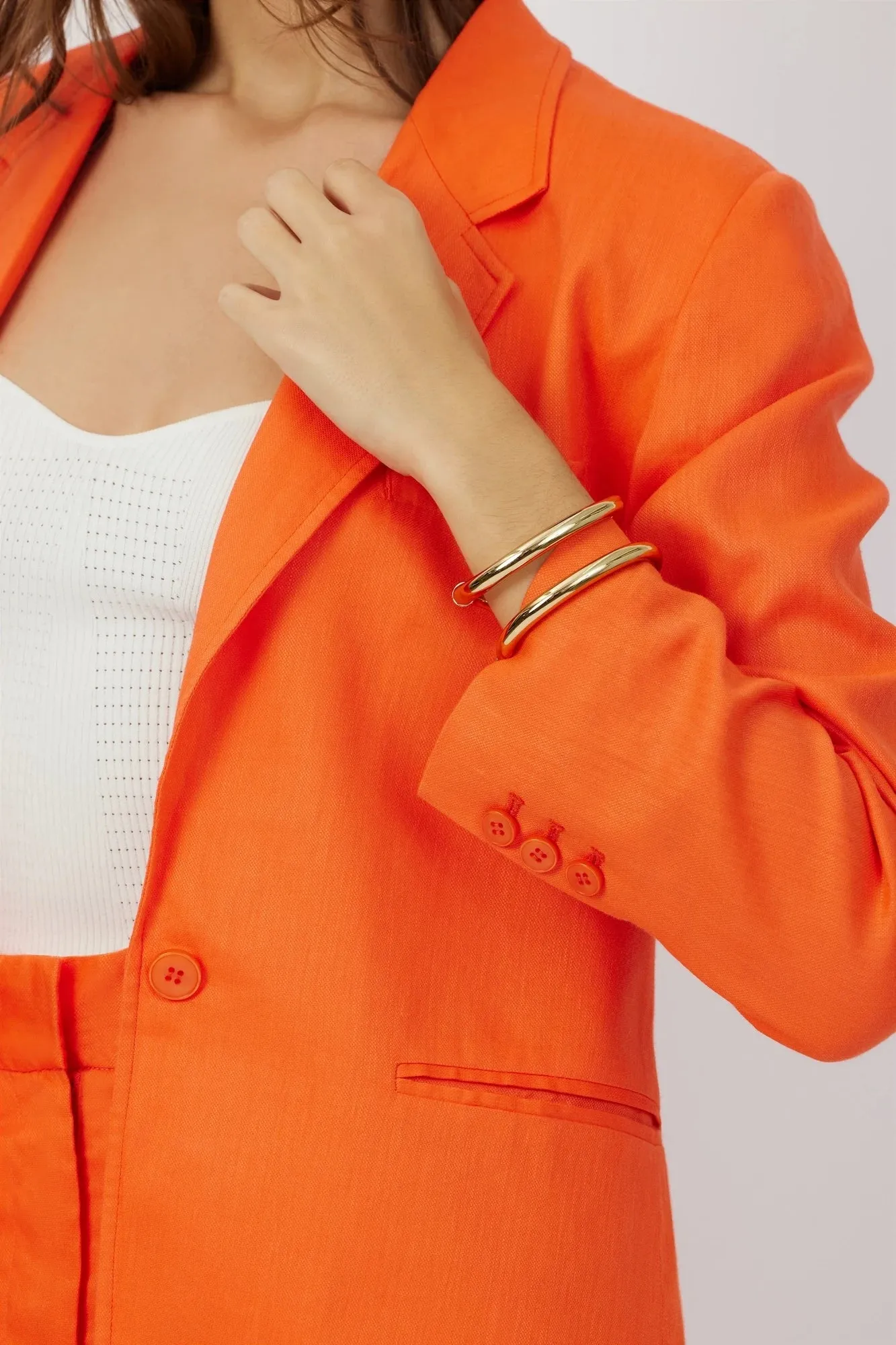 The Riley - Orange Crush Summer Linen Stretch Blazer