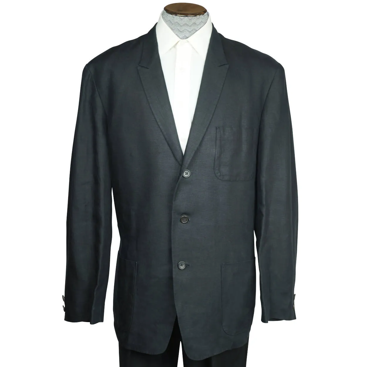 Vintage 1980s Yohji Yamamoto Mens Jacket Black Linen Size M Tall Made in France